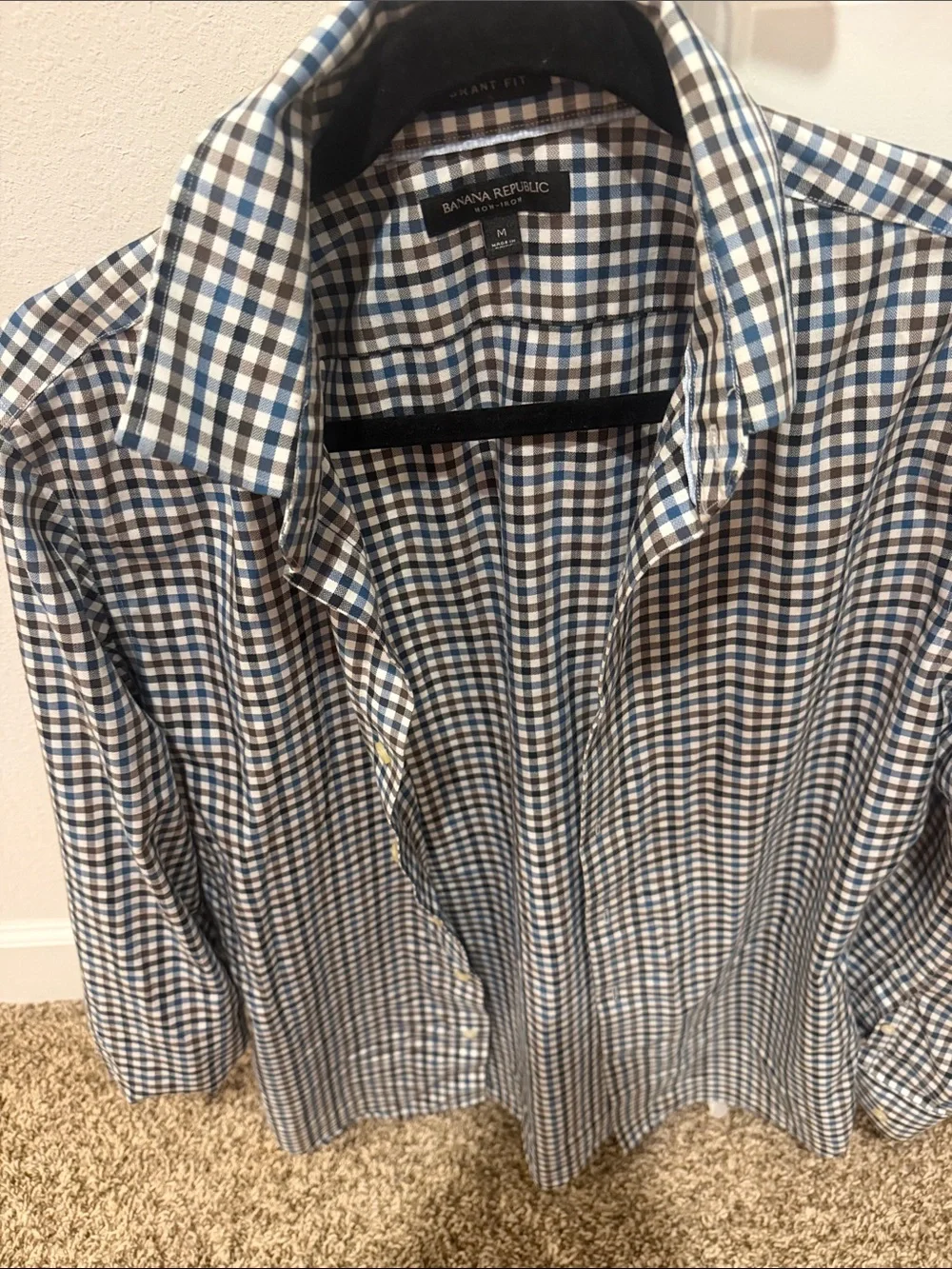 Banana Republic Blue and Brown Check Button-Down Shirt